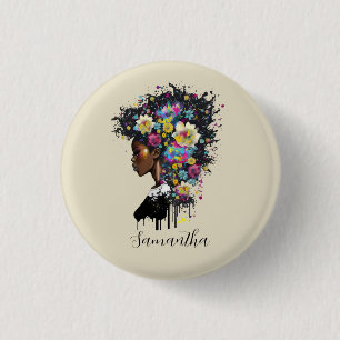 Floral Sparkling afrikanische Amerikanerin Button