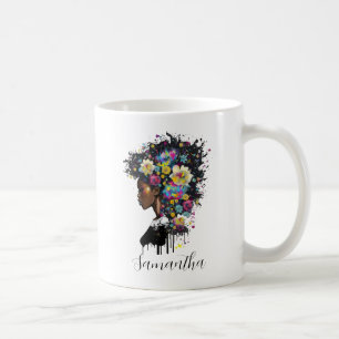 Floral Sparkling afrikanische Amerikanerin Kaffeetasse