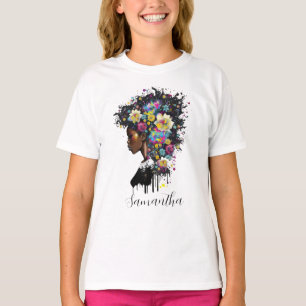 Floral Sparkling afrikanische Amerikanerin T-Shirt