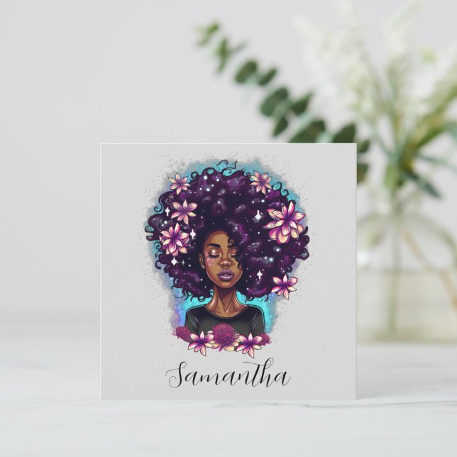 Floral Sparkling Afro Frau (Stehend Vorderseite)