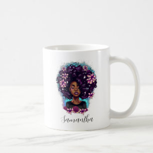 Floral Sparkling Afro Frau Kaffeetasse