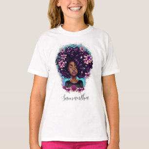 Floral Sparkling Afro Frau T-Shirt