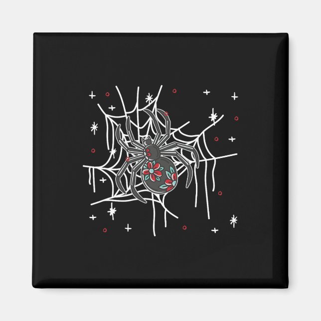 Floral Spider Web Lazy Halloween Kostüm Niedlich Magnet (Vorne)