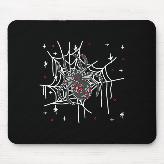 Floral Spider Web Lazy Halloween Kostüm Niedlich Mousepad (Vorne)