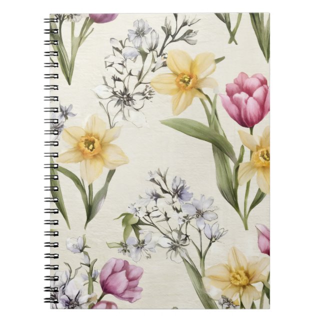 Floral Spiral Notebook | Vintage Botanical Flower Notizblock (Vorderseite)