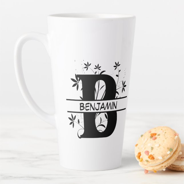 Floral Split Angepasstes Alphabet-Monogramm Letter Milchtasse (Beispiel)