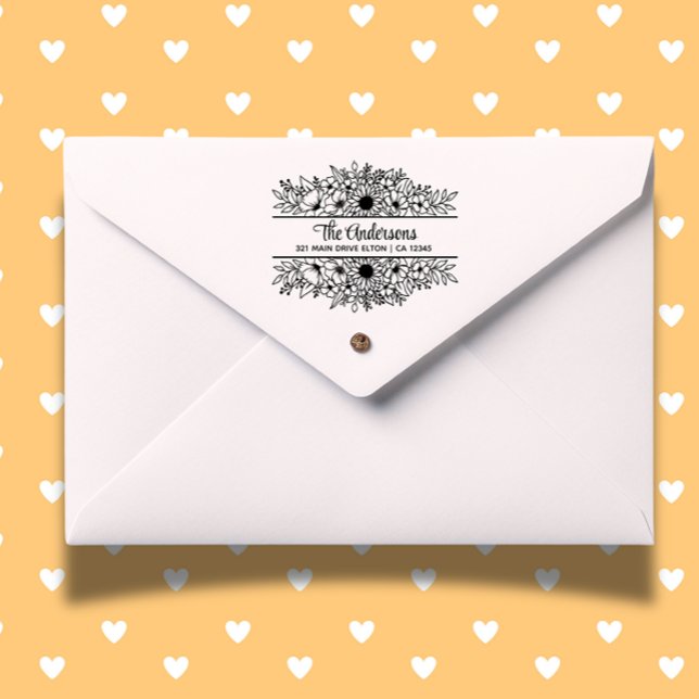 Floral Split Monogram, Blume Theme Gummistempel (Create heartfelt, personalized gifts with our floral split monogram rubber stamp.)