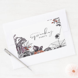 Floral Spooky Halloween Geburtstagsparty Rechteckiger Aufkleber