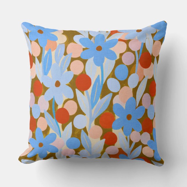Floral Spots in brown pattern Kissen (Vorderseite)