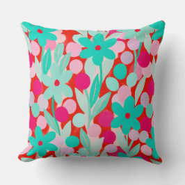 Floral Spots in red pattern Kissen