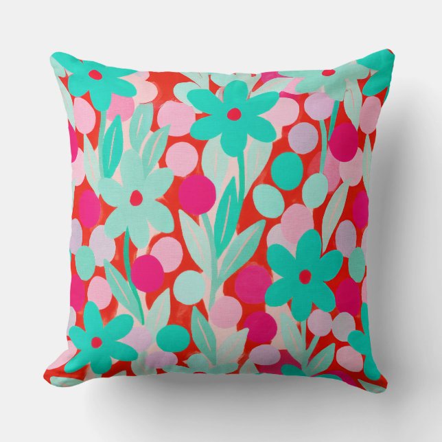 Floral Spots in red pattern Kissen (Vorderseite)