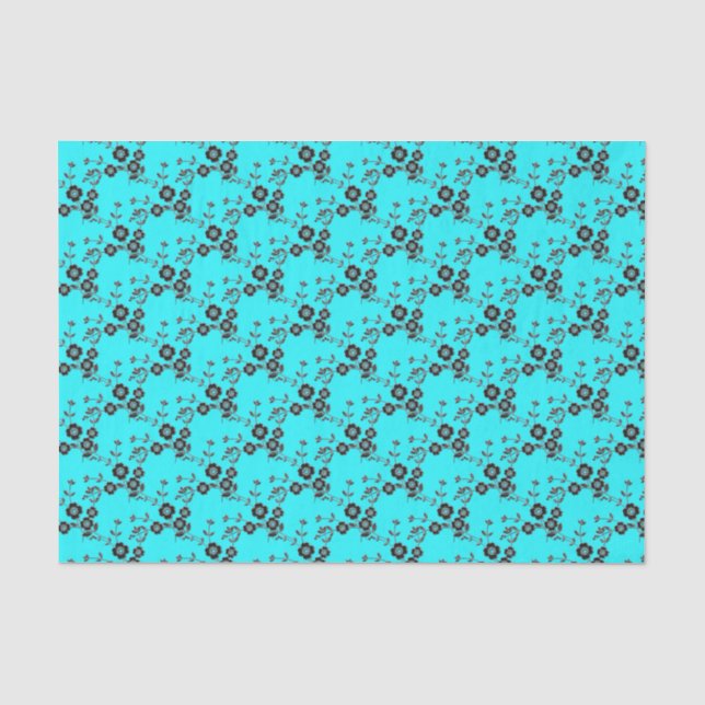 Floral Spray Art 1, Robine Egg-Silve-TISSUE WRAP Seidenpapier (Vorderseite)