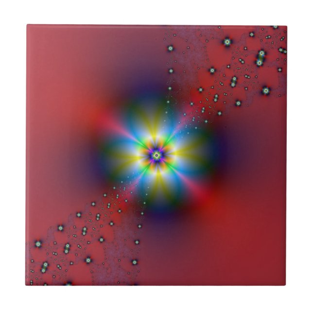Floral Spray auf rotem Kachel (Vorderseite)