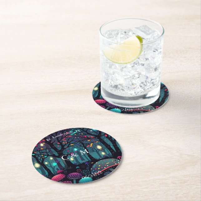 Floral Spray Fantasy Art Runder Pappuntersetzer (Vor Ort)