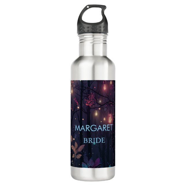 Floral Spray Fantasy Art Wedding Bride  Edelstahlflasche (Vorderseite)