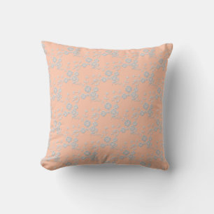 Floral Spray, Pfirsich-White-SQUARE-PILLOW Kissen