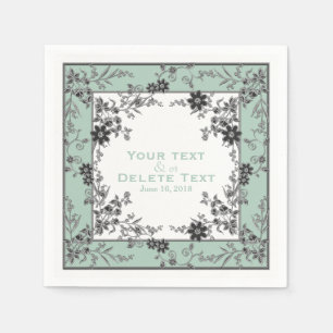 Floral Spray-Seafoam-Silver-Elegant Gerahmte Napki Serviette