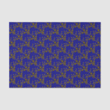 Floral Spray Style 1, Blue-Gold-2-GEWEBE PAPIER