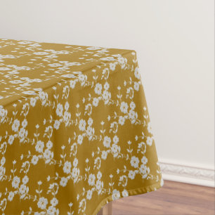 Floral Spray, Style 1-Gold-White-2-52x70 TABLECLOT Tischdecke