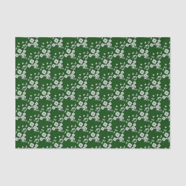 Floral Spray Style 1,Green-White-TISSUE-WRAP-PAPIE Seidenpapier (Vorderseite)