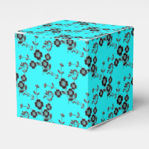Floral Spray Style 1 Robins Egg Sil-SQ FAVOR BOXES Geschenkschachtel