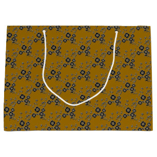 Floral Spray Style 1, Silver-Gold-1-GIFT BAG L Große Geschenktüte