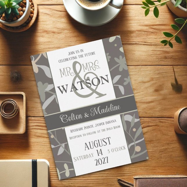 Floral Sprigs Elegante Moderne Inspirivity Wedding Einladung (Von Creator hochgeladen)