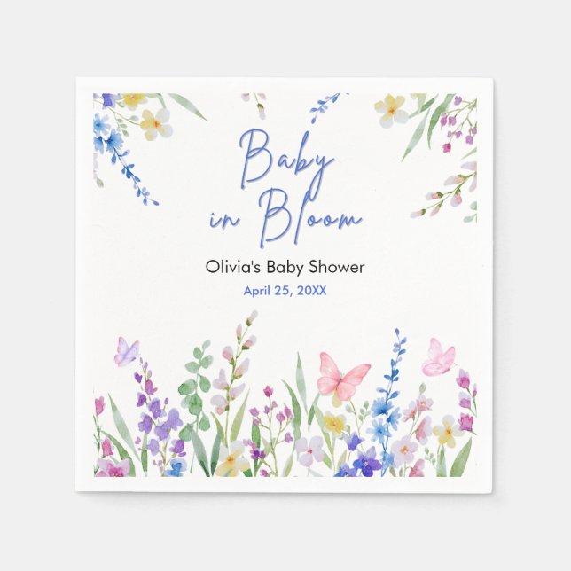 Floral Spring Baby in Bloom Baby Shower   Serviette (Vorderseite)
