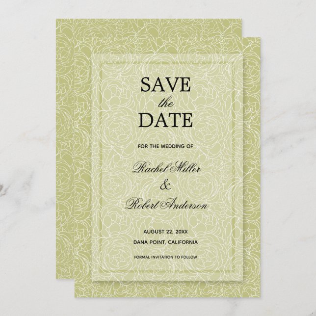 Floral Spring Green Save The Date (Vorne/Hinten)