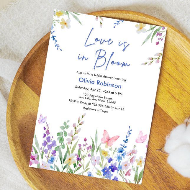 Floral Spring Love is in Bloom Bridal Shower  Einladung (Floral Spring Love is in Bloom Bridal Shower Invitation )