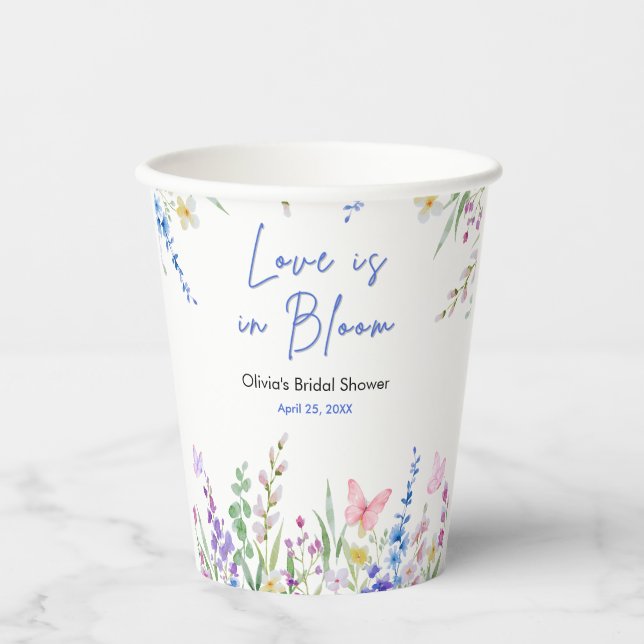 Floral Spring Love is in Bloom Bridal Shower  Pappbecher (Vorderseite)