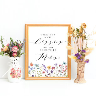 Floral Spring Summer Kisses Brautparty Game Poster