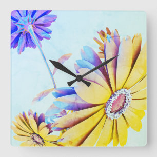 Floral Square Wall Clock Quadratische Wanduhr