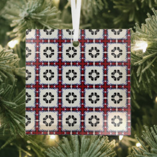Floral Squares Ornament Aus Glas