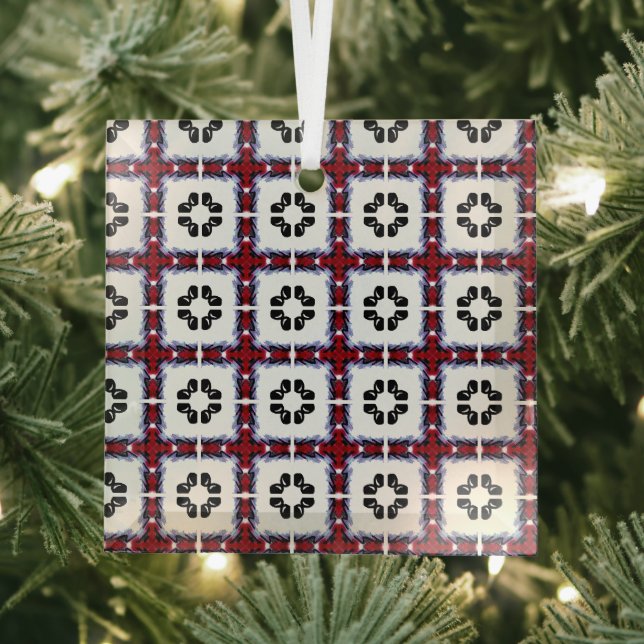 Floral Squares Ornament Aus Glas (Insitu)