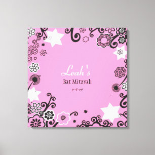 Floral Star von David Bat Mitzvah Sign-In Board Leinwanddruck