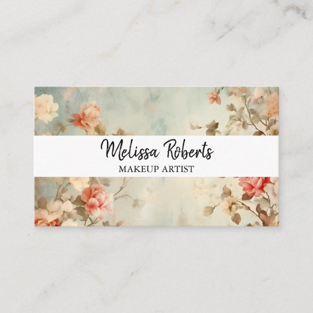 Floral staubiges Foto des QR-Logos Visitenkarte (Vorderseite)