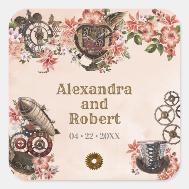Floral Steampunk Danke, dass du Sticker hast (Vorderseite)