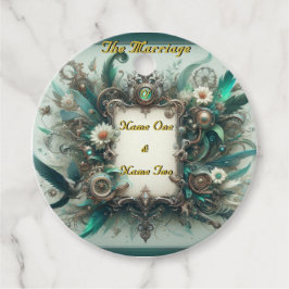 Floral Steampunk Wedding Green und Silver Geschenkanhänger