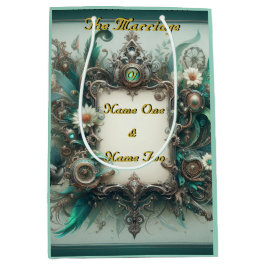 Floral Steampunk Wedding Green und Silver Mittlere Geschenktüte