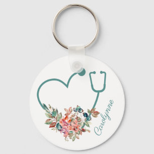 Floral Stethoscope Herzschrittmacher Krankenpflege Schlüsselanhänger