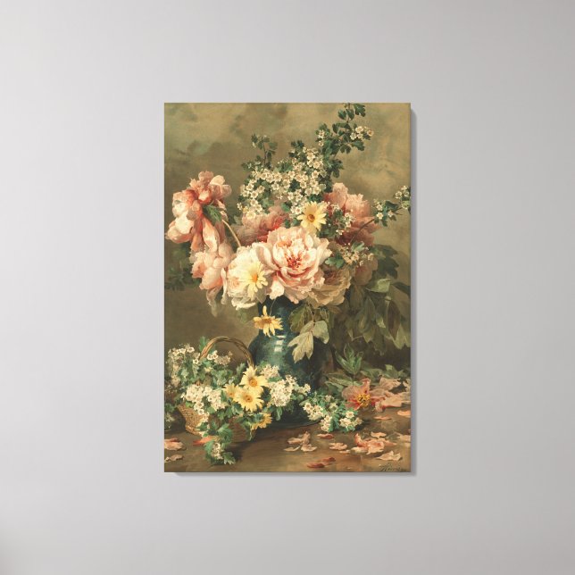 Floral Still Life Fine Art Stretched Canvas Print Leinwanddruck (Vorderseite)