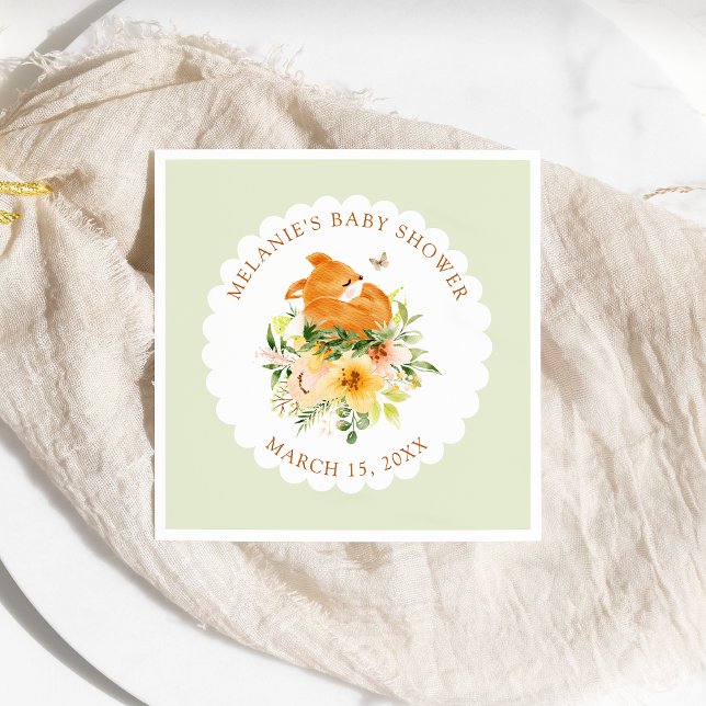 Floral Storybook Fox Babydusche Napkins Serviette (Von Creator hochgeladen)