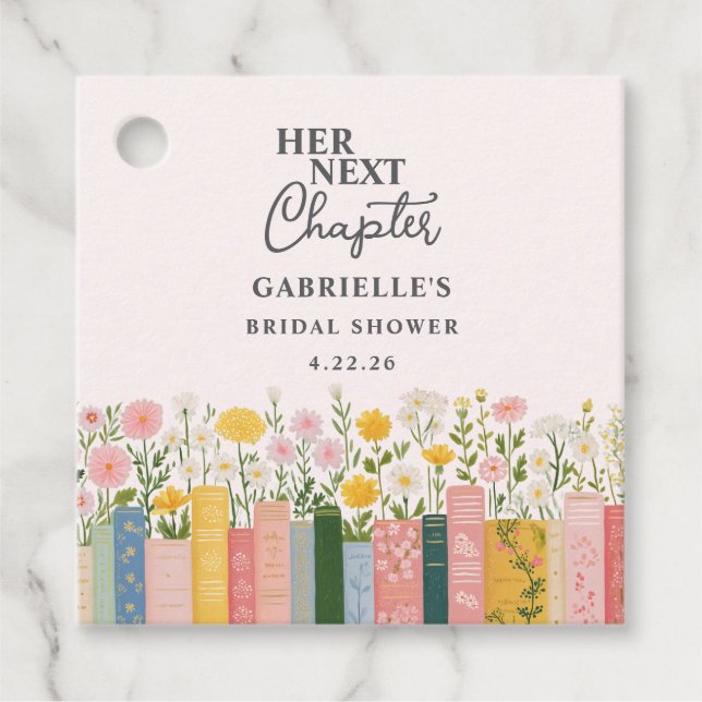 Floral Storybook Ihr nächstes Kapitel Brautparty Geschenkanhänger (Vorderseite)