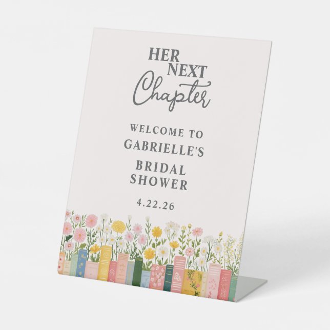 Floral Storybook Ihr nächstes Kapitel Brautparty Sockelschild (Vorderseite)