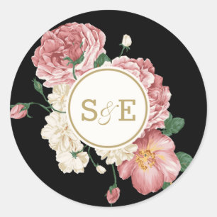 Floral Streifen Vorliebe Sticker / Umschlag Aufkle
