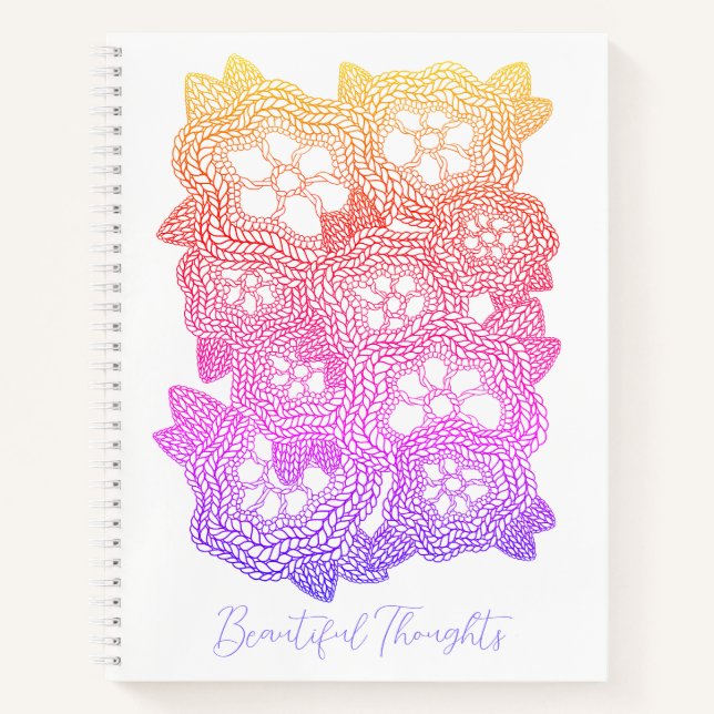 FLORAL STRICK 8.5x11 SpiralNotebook + Text Notizbuch (Vorderseite)