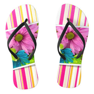 Floral Strip Flip Flops