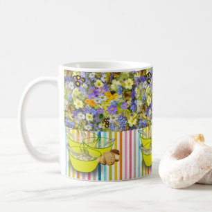 Floral Strip Soup Mug Kaffeetasse