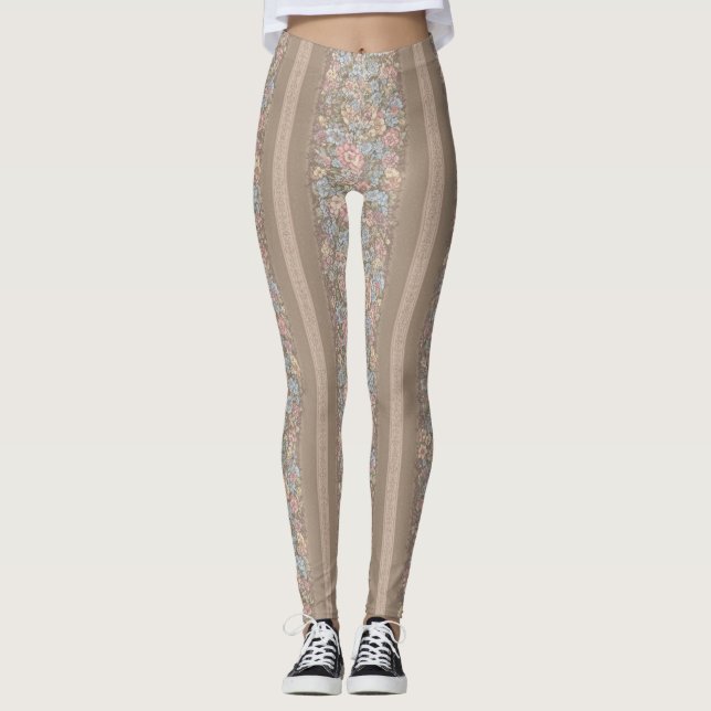 Floral Stripes Pattern – Elegant Repeating Leggings (Vorderseite)